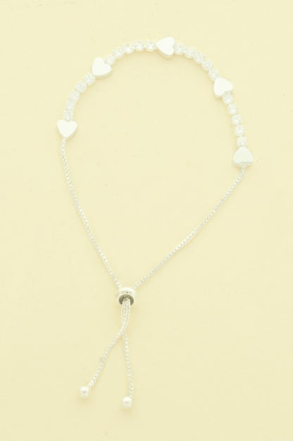 Cz Alternating Heart Bolo Bracelet