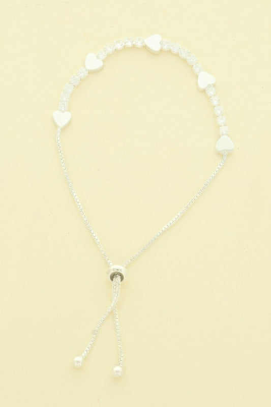 Cz Alternating Heart Bolo Bracelet