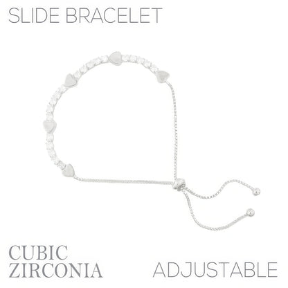 Cz Alternating Heart Bolo Bracelet