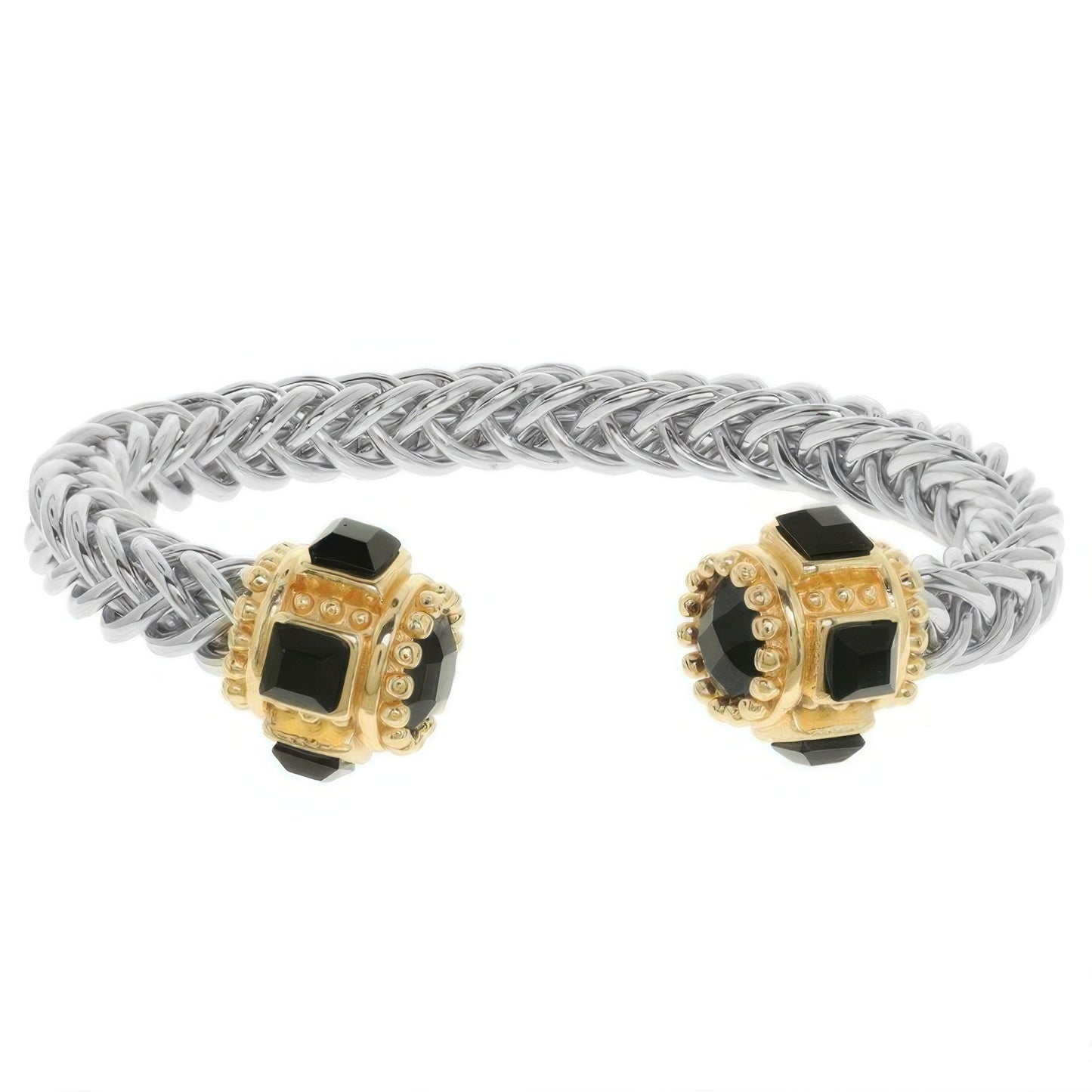 Twisted Cuff Jeweled Ends Bracelet