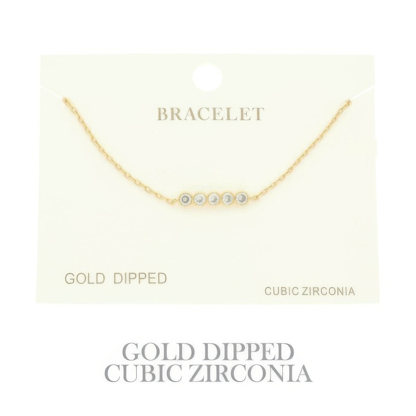 Gold Plated Cz Bar Chain Bracelet
