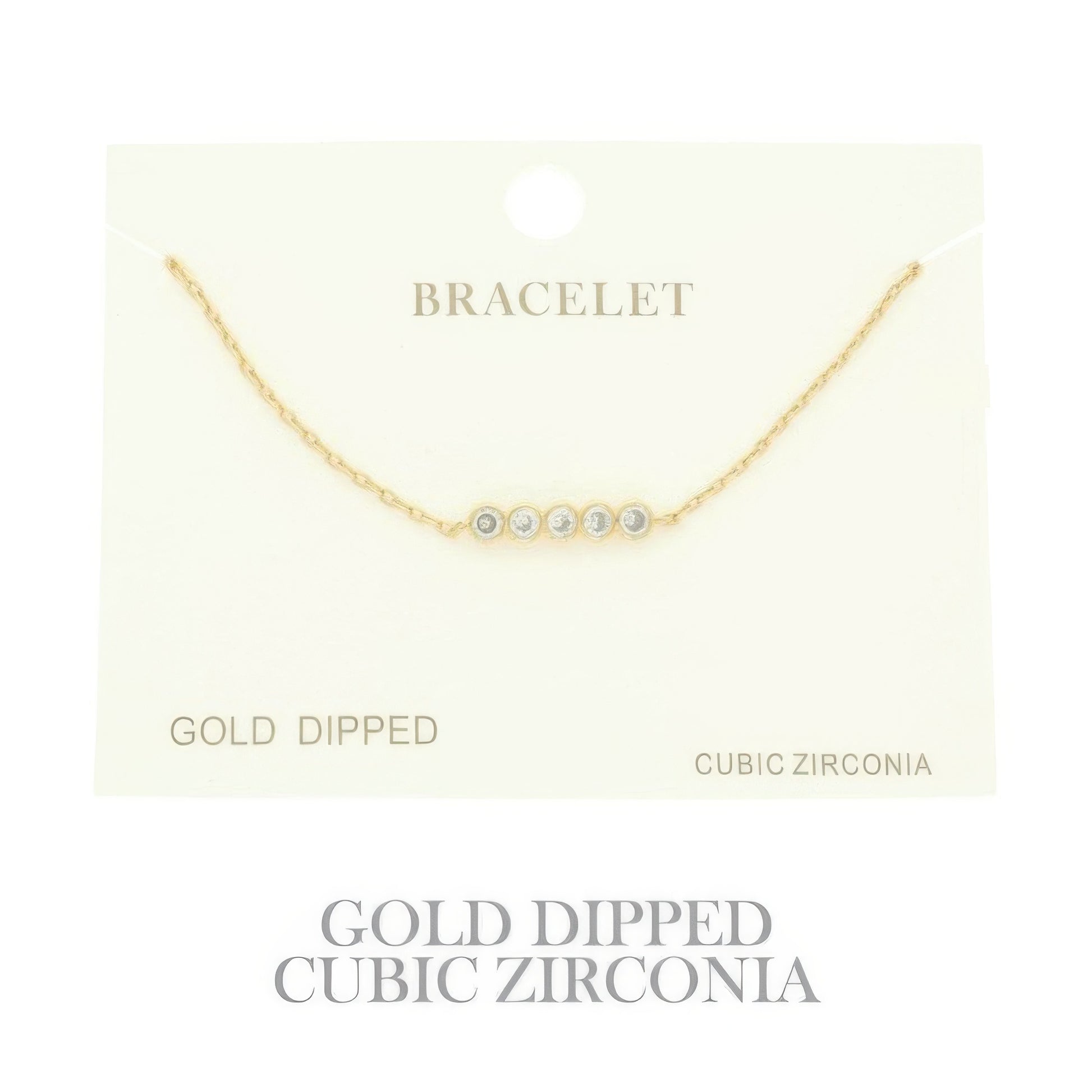 Gold Plated Cz Bar Chain Bracelet