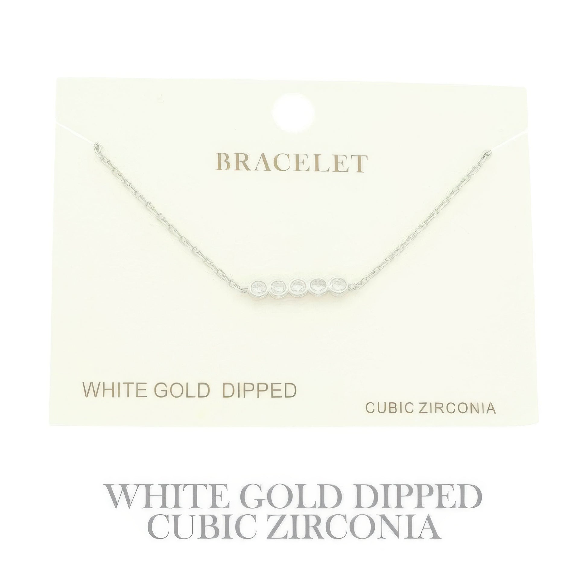 Gold Plated Cz Bar Chain Bracelet