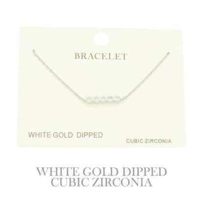 Gold Plated Cz Bar Chain Bracelet