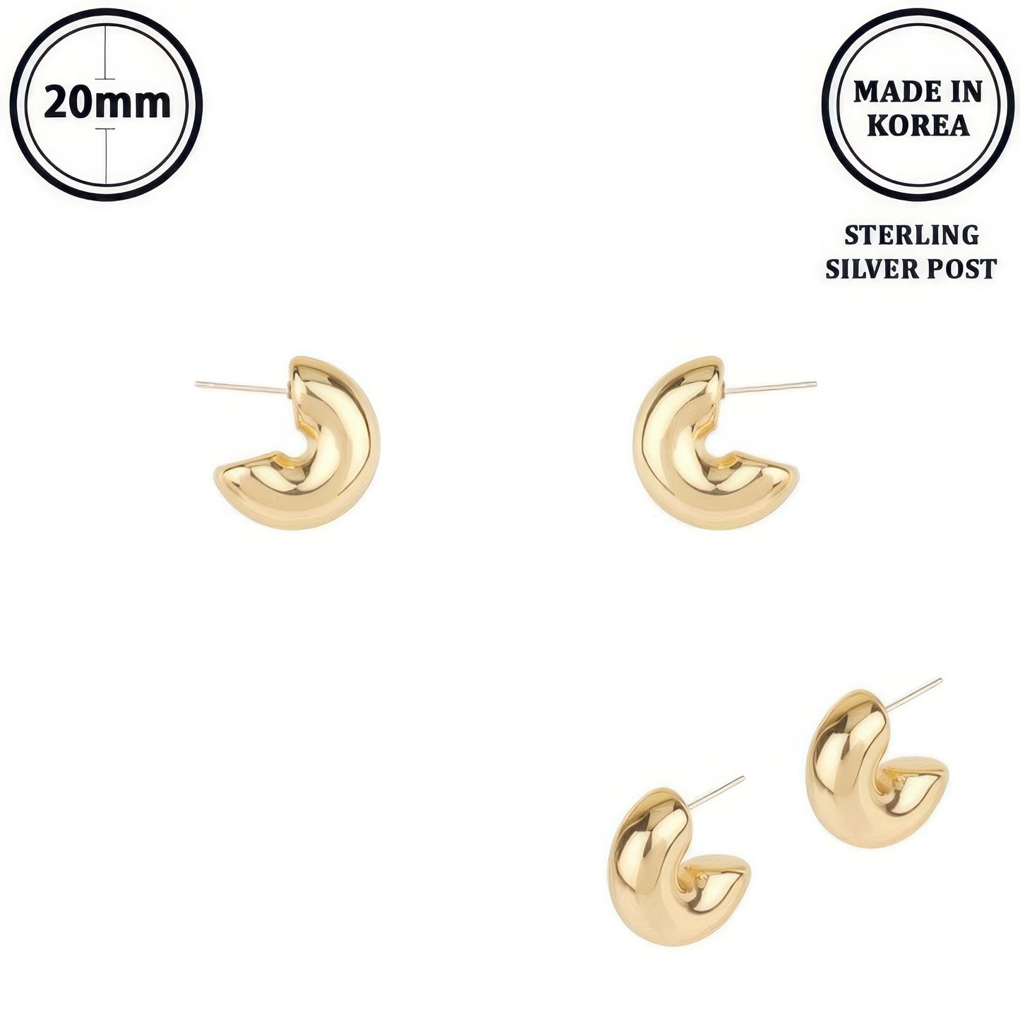 Elbow Macaroni Hoop Post Earrings