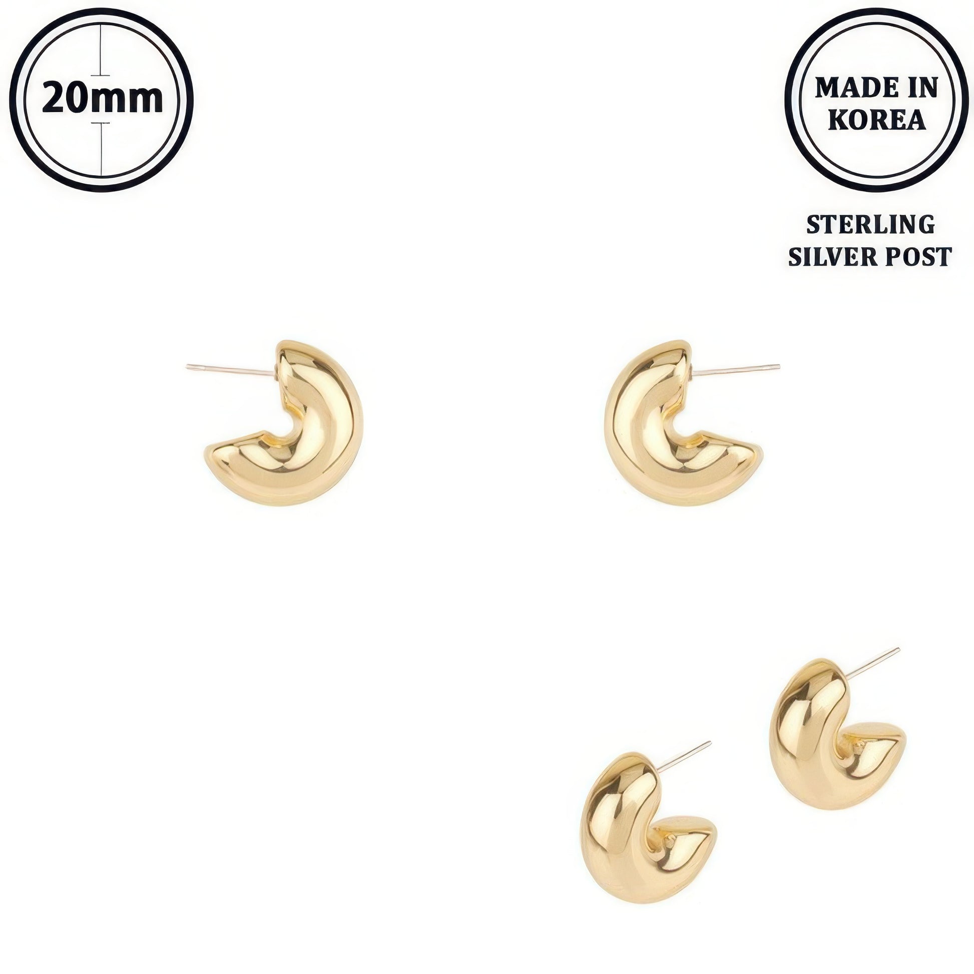 Elbow Macaroni Hoop Post Earrings