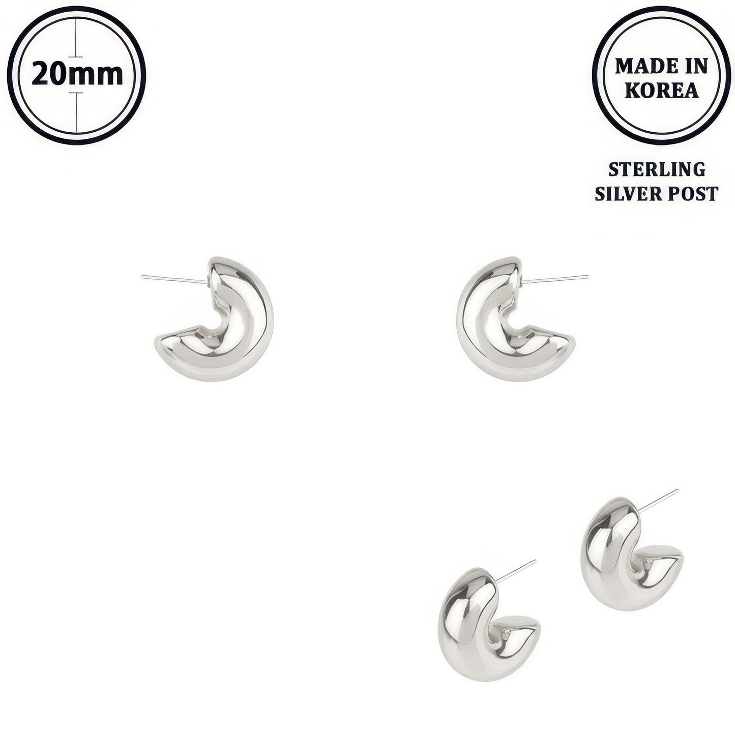 Elbow Macaroni Hoop Post Earrings