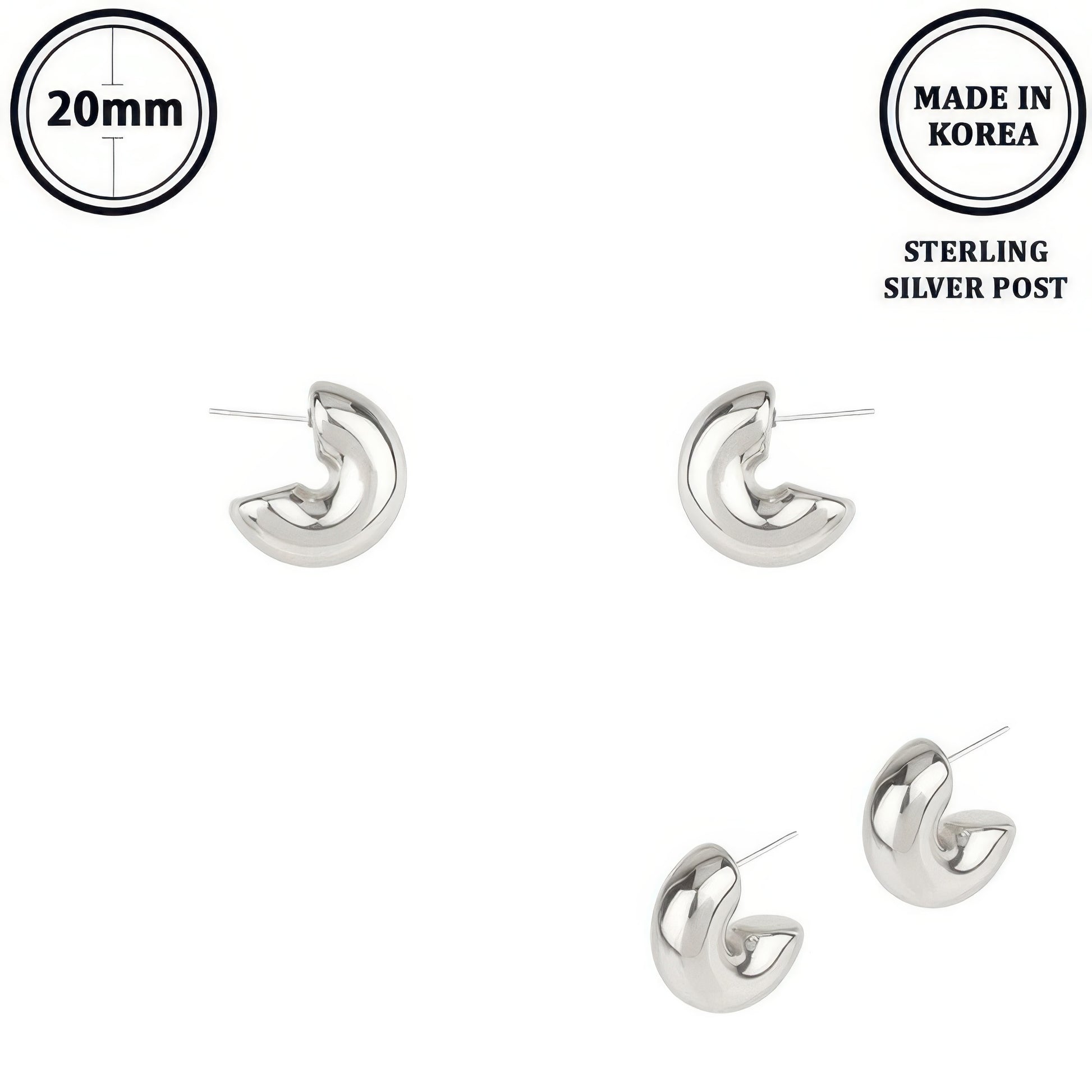 Elbow Macaroni Hoop Post Earrings