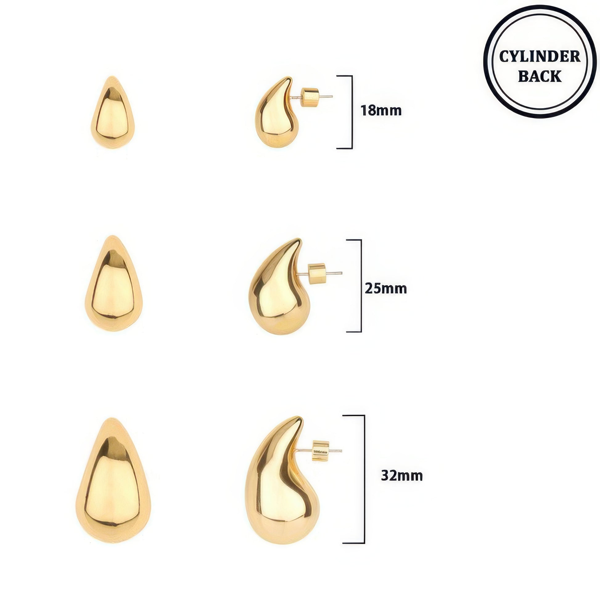 3 Pair Pear-shaped Post Earrings Set