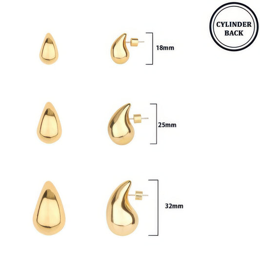 3 Pair Pear-shaped Post Earrings Set
