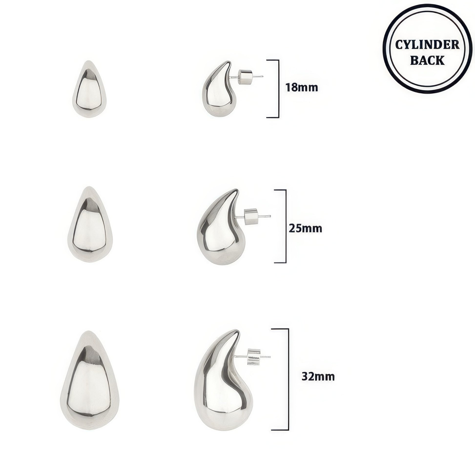 3 Pair Pear-shaped Post Earrings Set