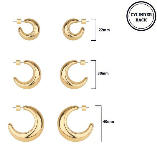 3 Pair Crescent Hoop Earring Set