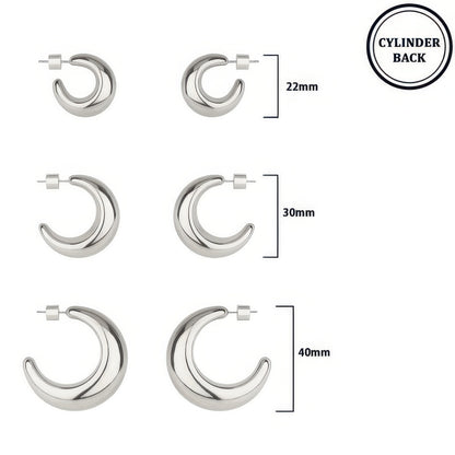 3 Pair Crescent Hoop Earring Set
