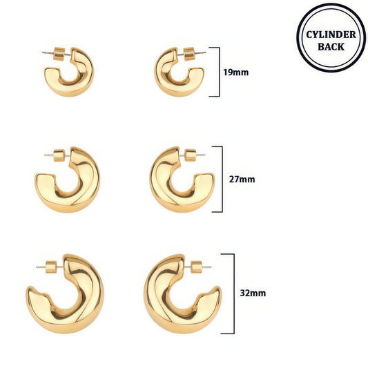 3 Pair Elbow Hoop Earring Set
