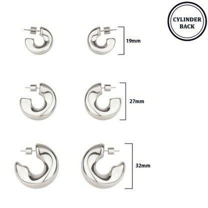 3 Pair Elbow Hoop Earring Set