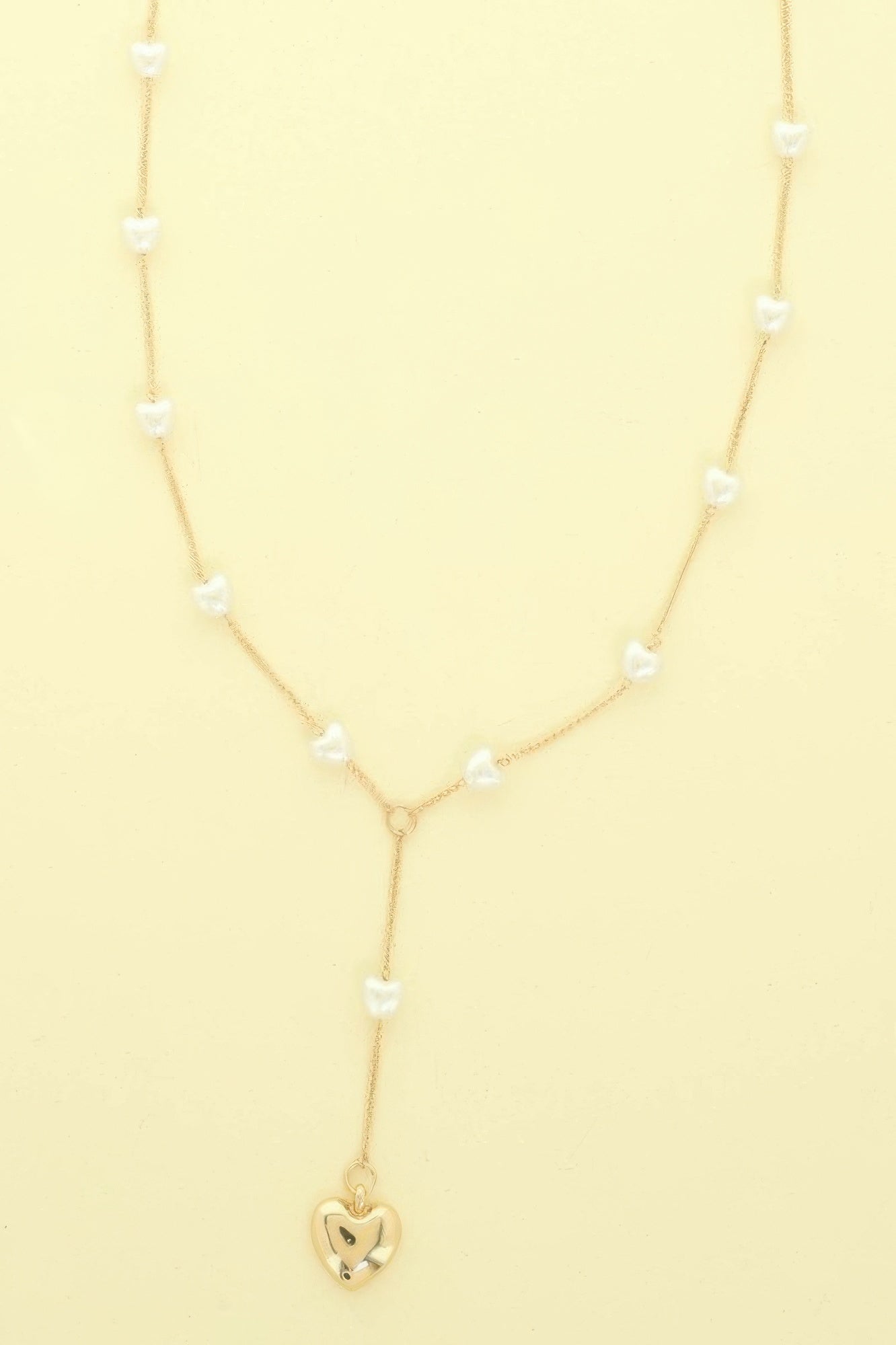 Heart Pendant Pearl Bead Necklace