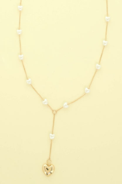 Heart Pendant Pearl Bead Necklace