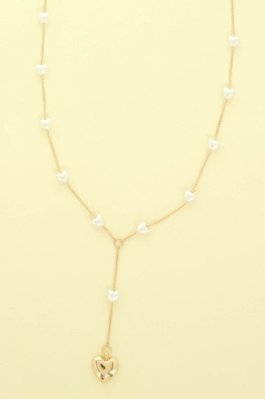 Heart Pendant Pearl Bead Necklace