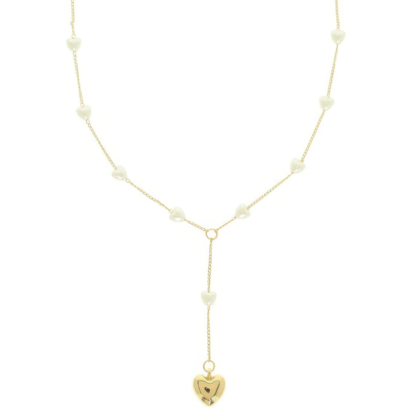 Heart Pendant Pearl Bead Necklace