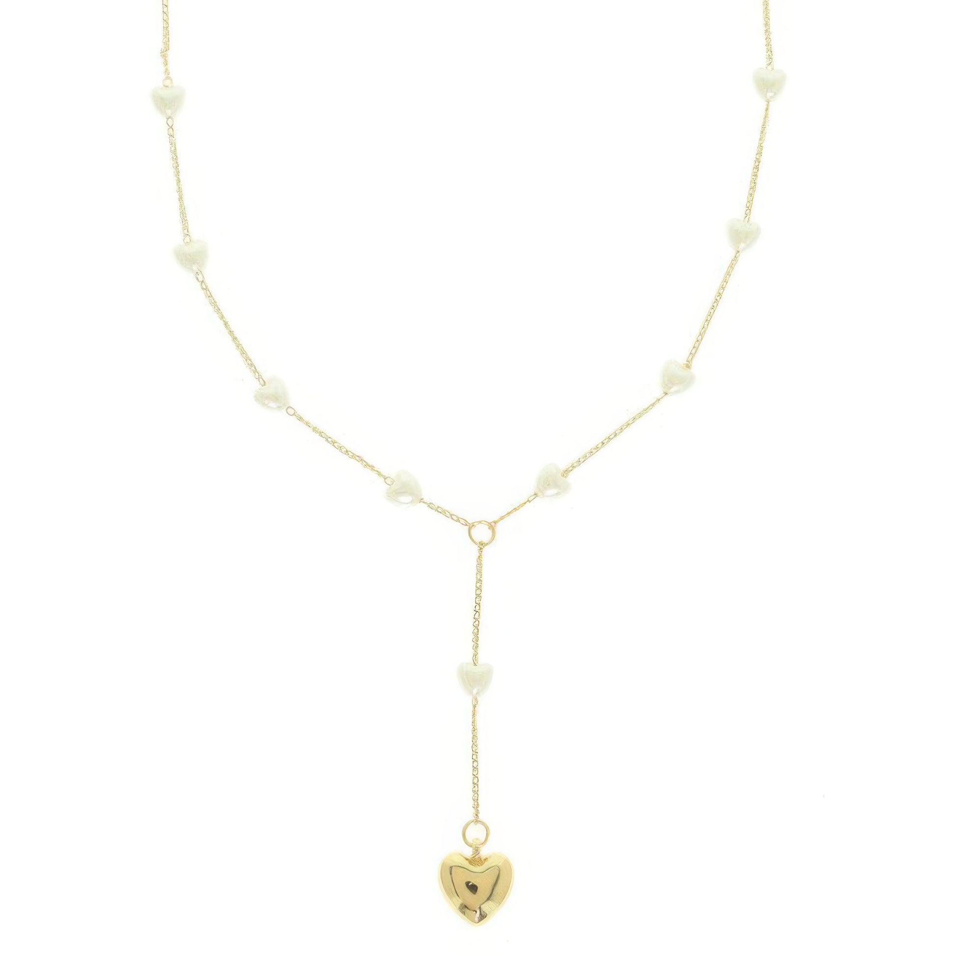 Heart Pendant Pearl Bead Necklace