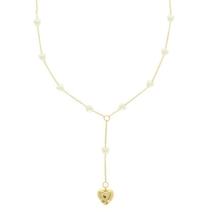 Heart Pendant Pearl Bead Necklace