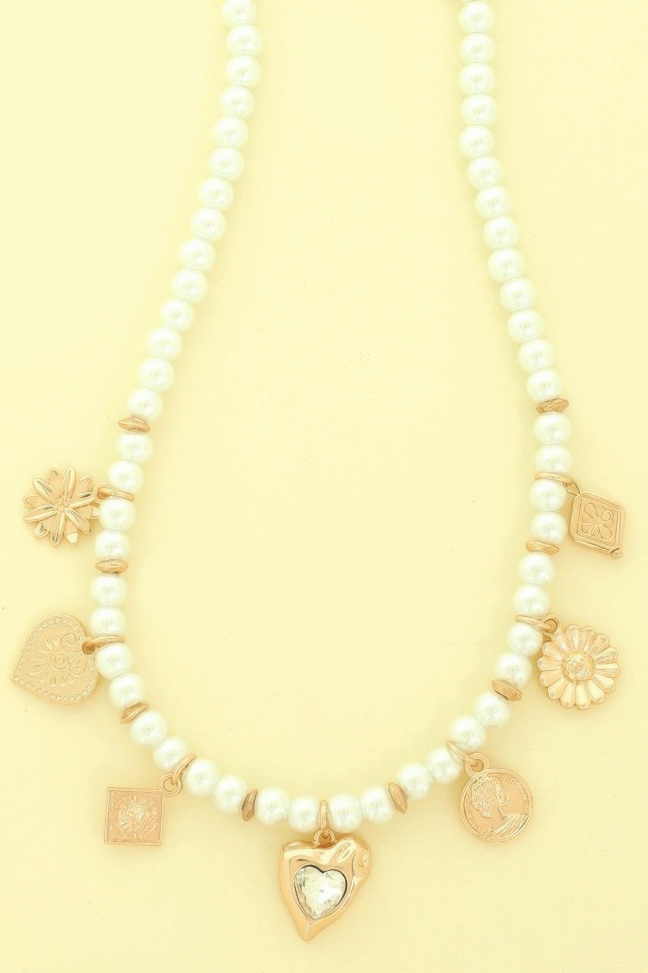 Pearl Bead Charm Necklace