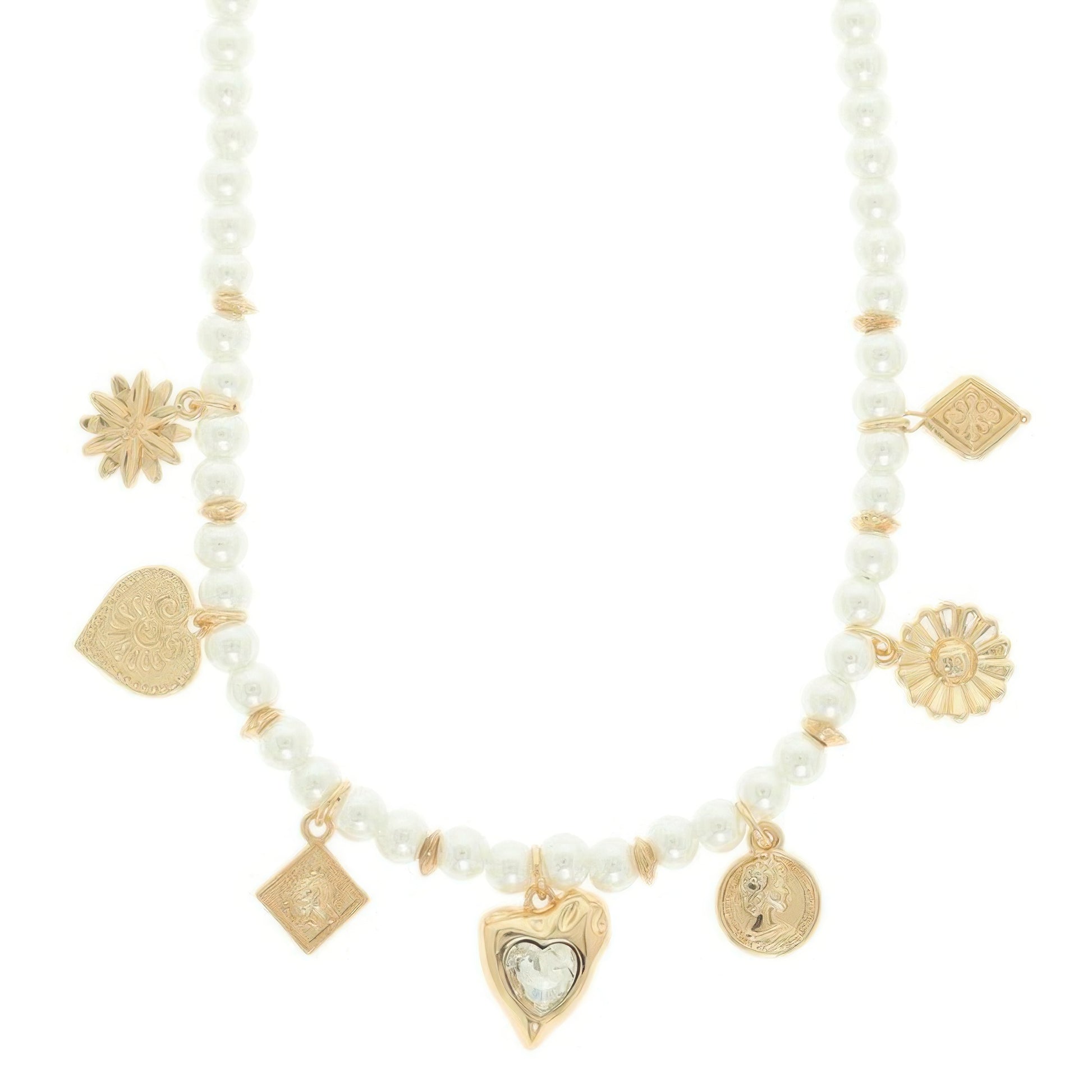 Pearl Bead Charm Necklace
