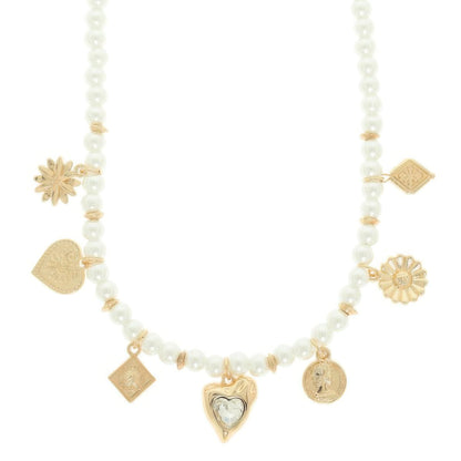 Pearl Bead Charm Necklace
