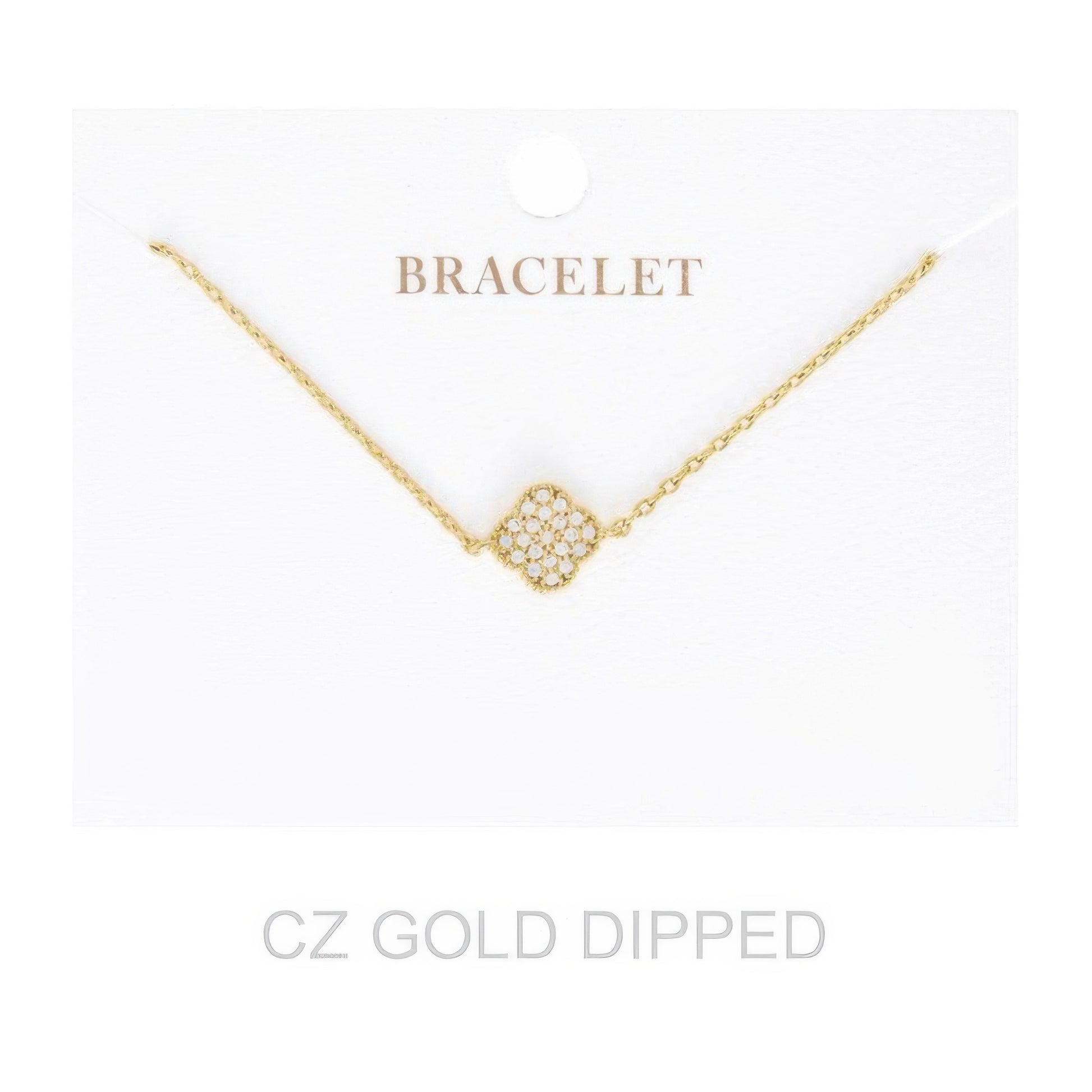 Women's Gold Dipped Cz Quatrefoil Bracelet