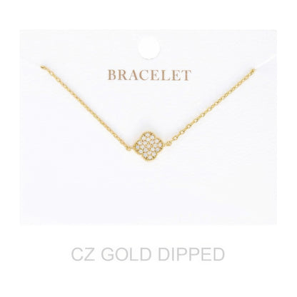 Women's Gold Dipped Cz Quatrefoil Bracelet