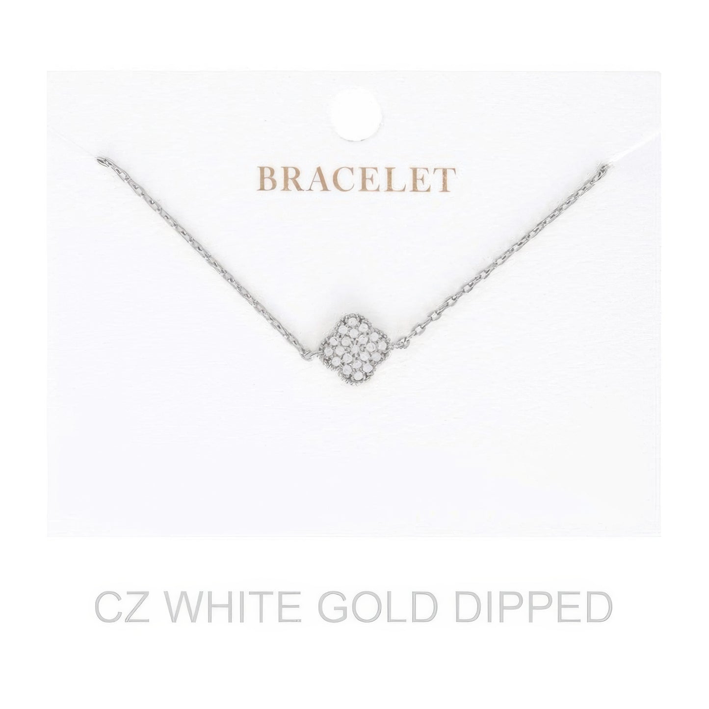 Women's Gold Dipped Cz Quatrefoil Bracelet