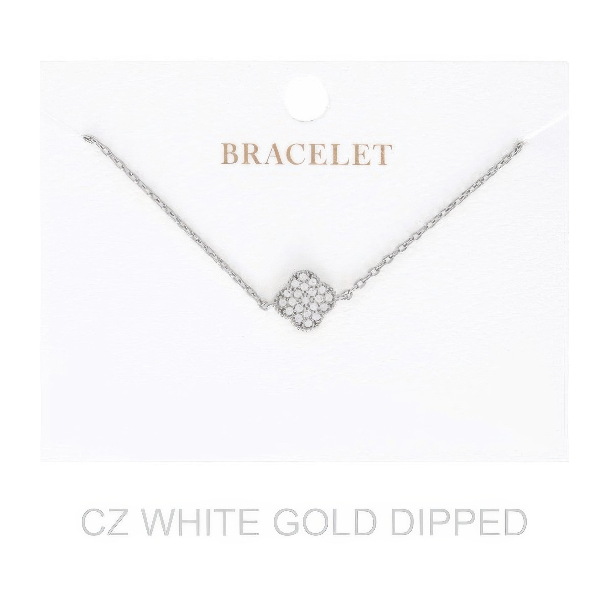 Women's Gold Dipped Cz Quatrefoil Bracelet