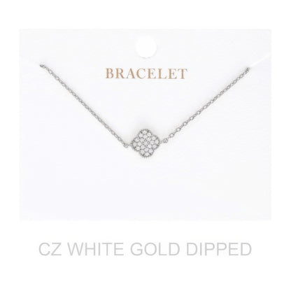 Women's Gold Dipped Cz Quatrefoil Bracelet