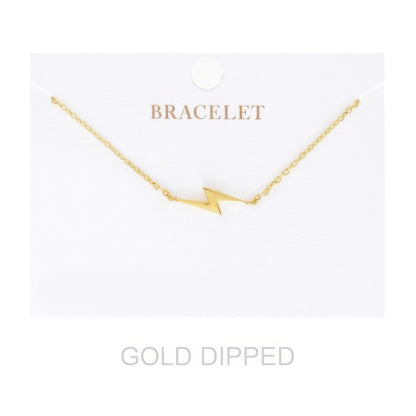 Women's Gold Dipped Lightning Bolt Chain Bracelet