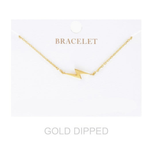 Women's Gold Dipped Lightning Bolt Chain Bracelet