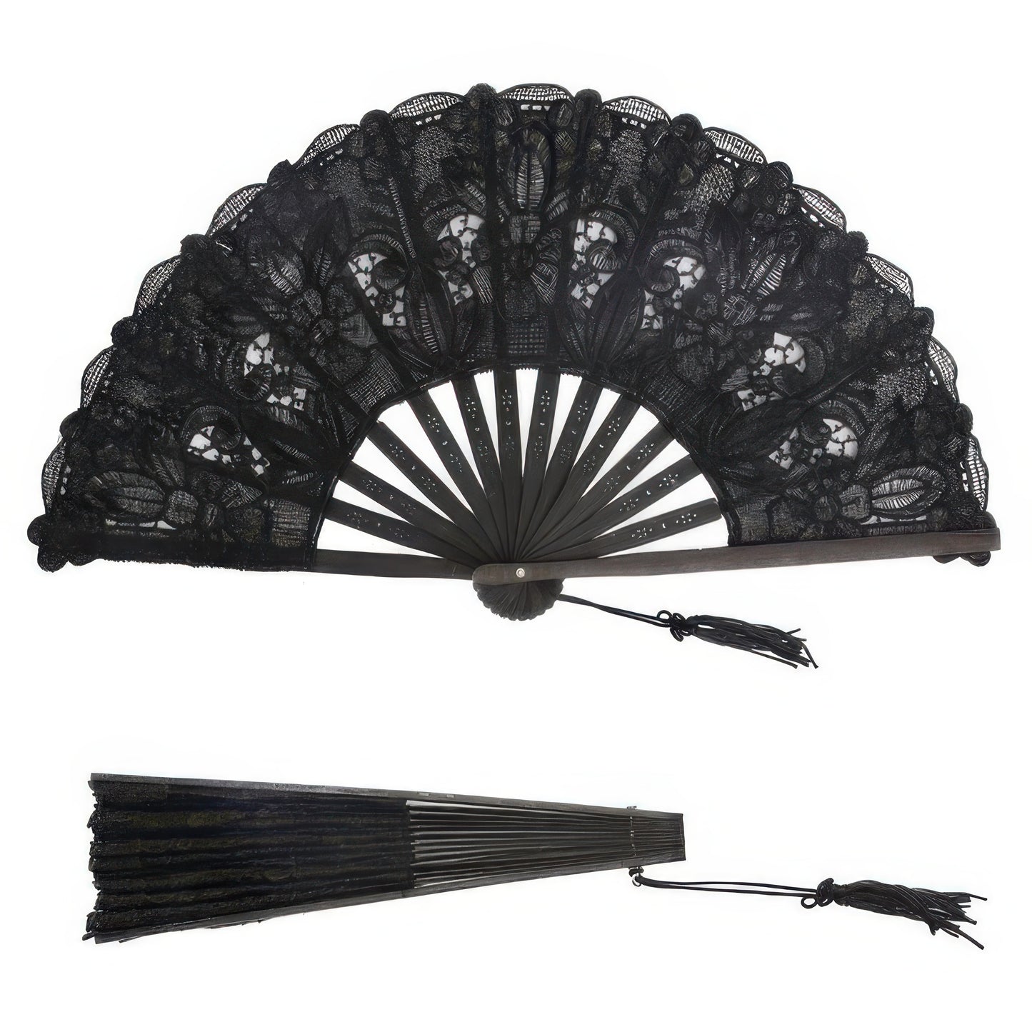 Spanish Victorian Floral Chantilly Lace Fan