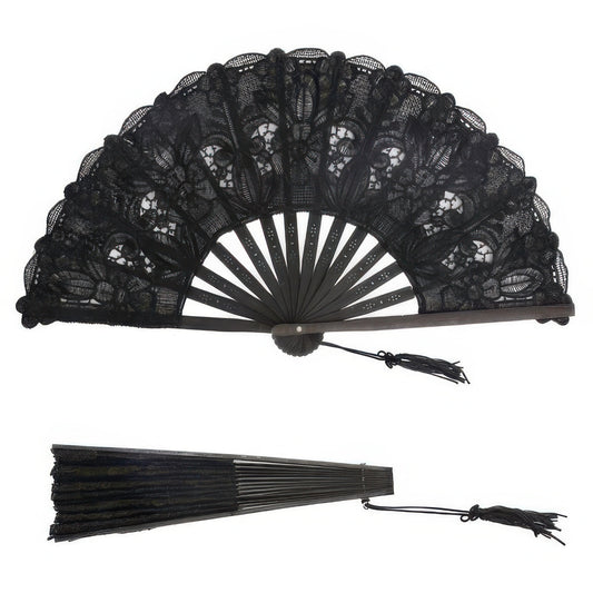 Spanish Victorian Floral Chantilly Lace Fan