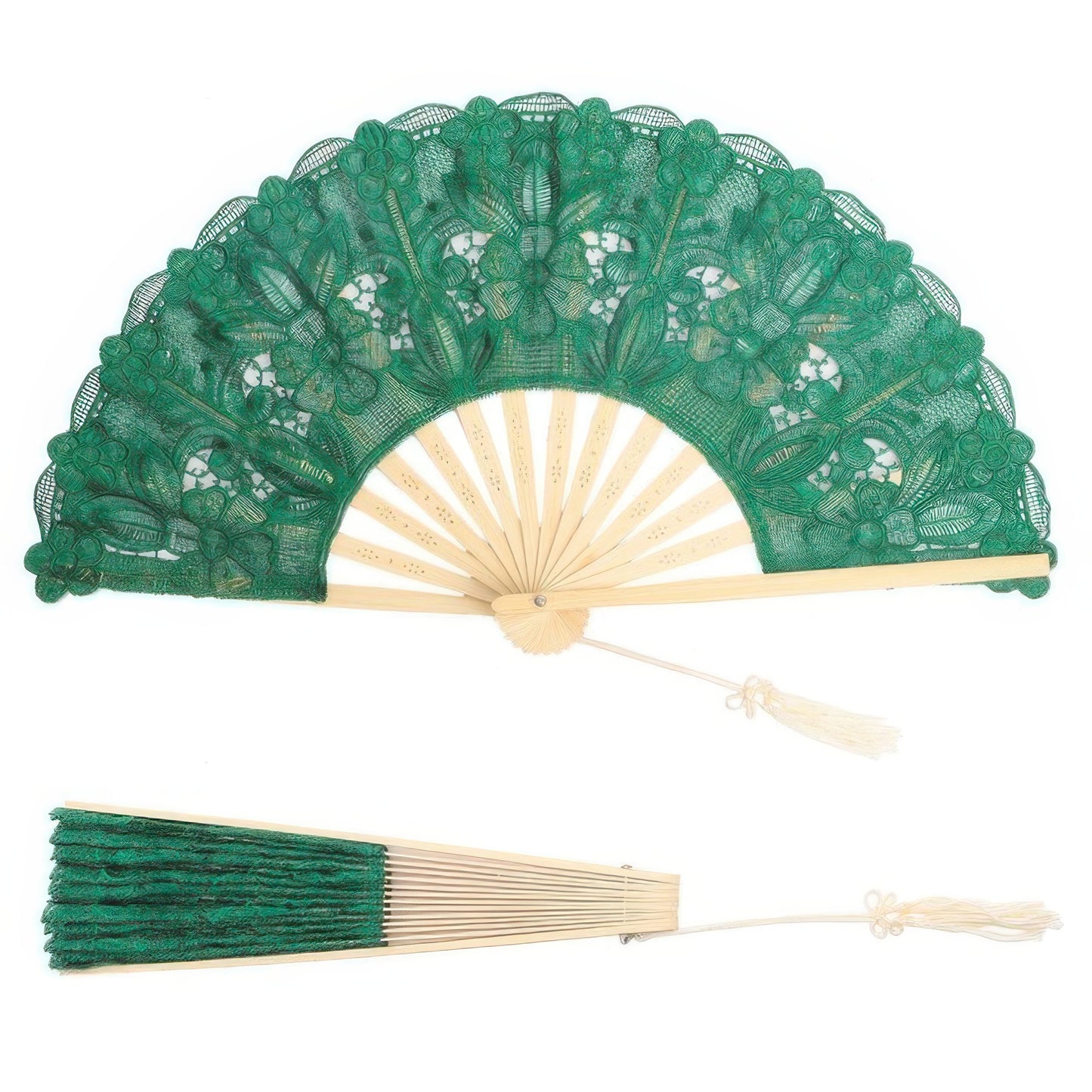 Spanish Victorian Floral Chantilly Lace Fan