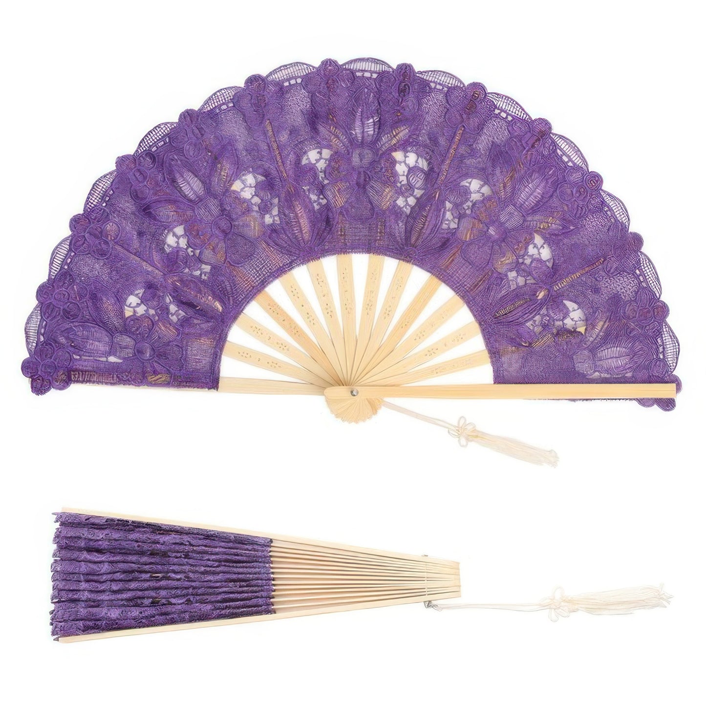 Spanish Victorian Floral Chantilly Lace Fan