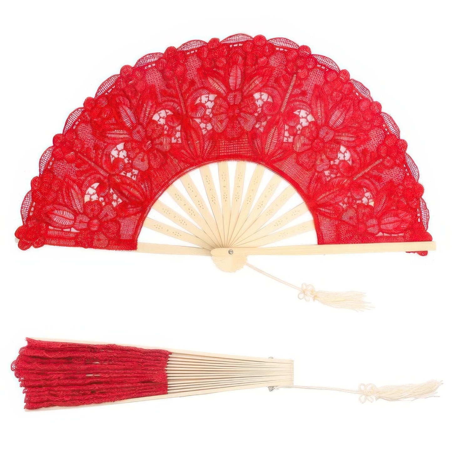 Spanish Victorian Floral Chantilly Lace Fan