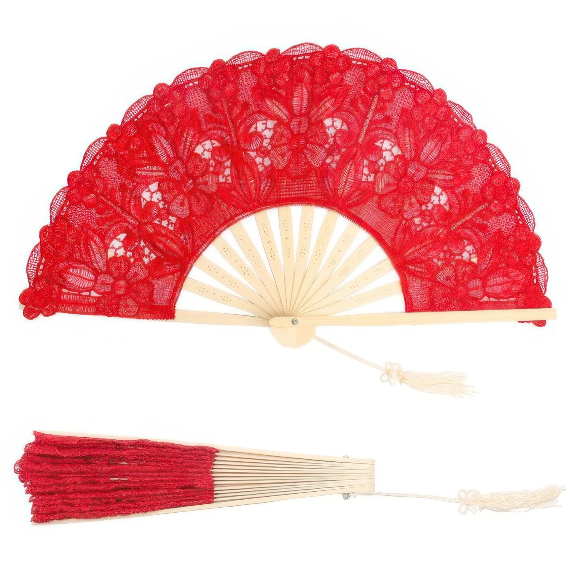 Spanish Victorian Floral Chantilly Lace Fan