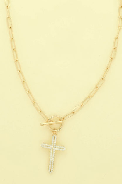 Cross Pendant Toggle Necklace