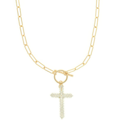 Cross Pendant Toggle Necklace