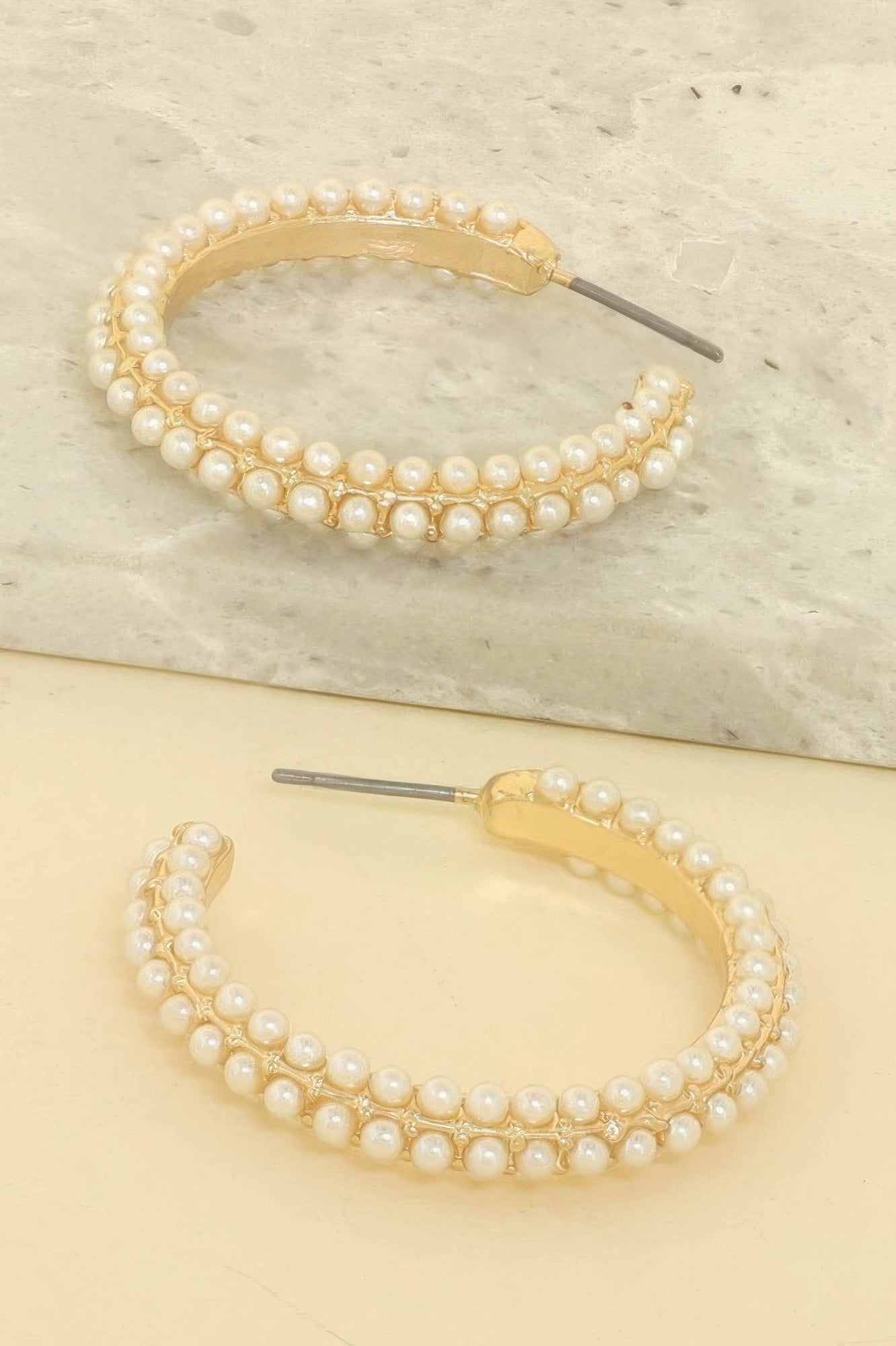 Pearl Caviar Hoop Earrings