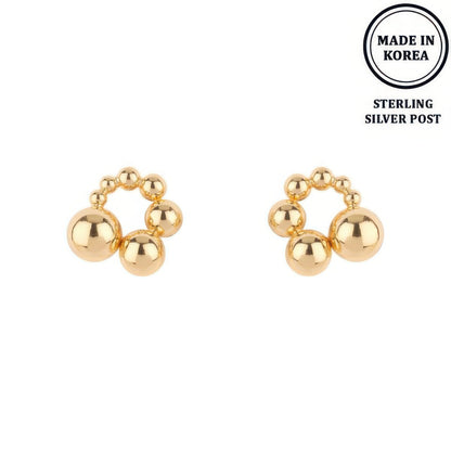 Ball Hoop Post Earrings