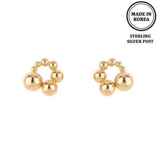 Ball Hoop Post Earrings