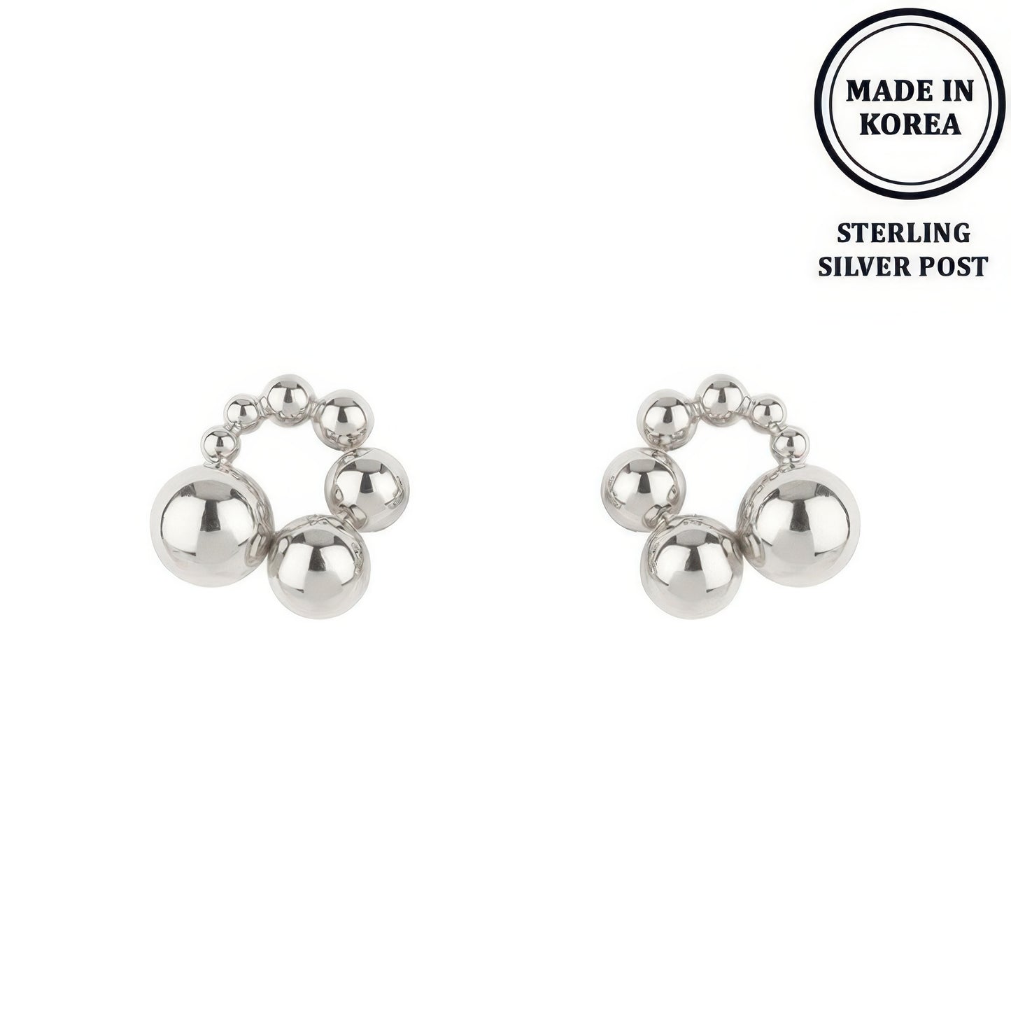Ball Hoop Post Earrings