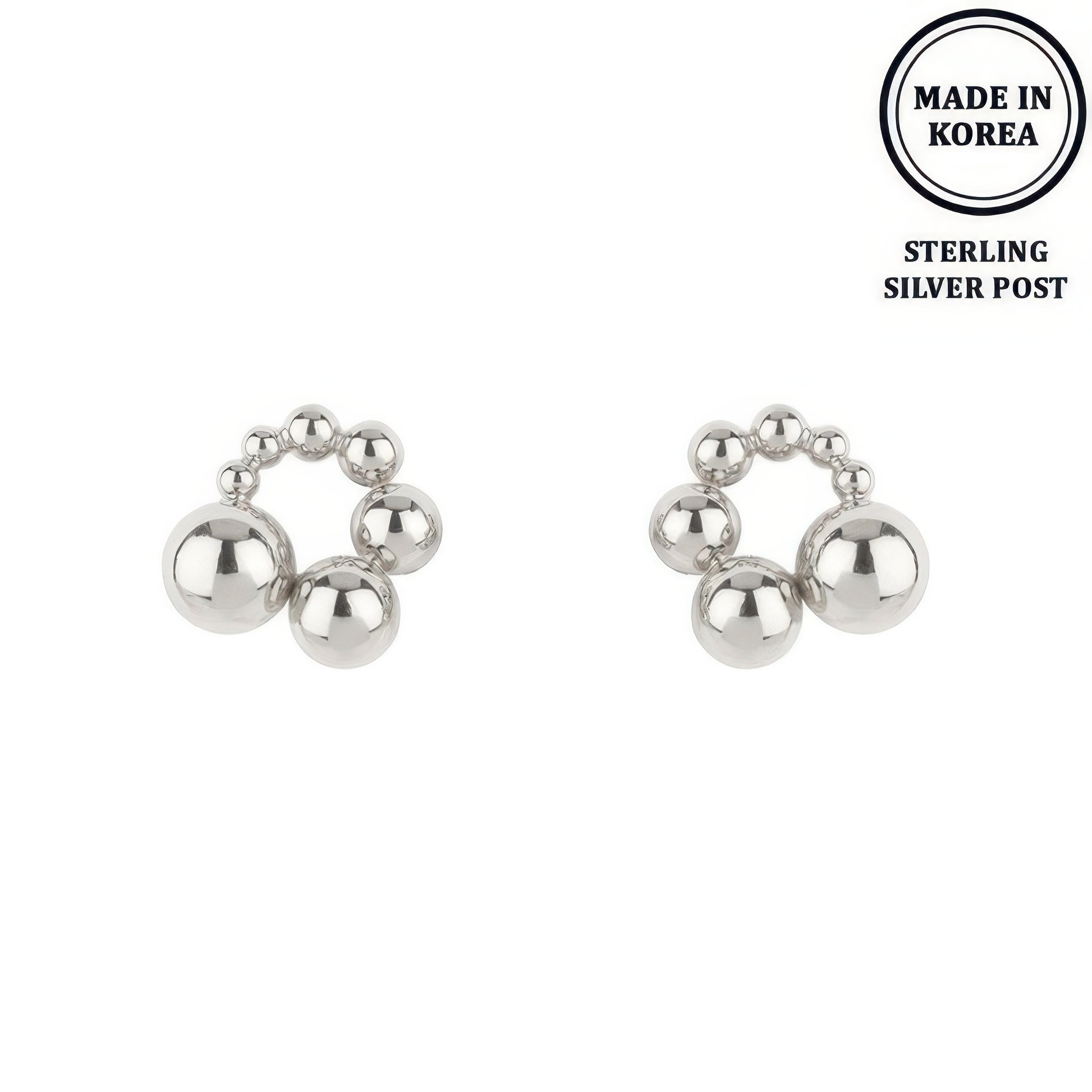 Ball Hoop Post Earrings
