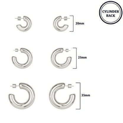 3 Pair Push-back C Hoop Earring Set