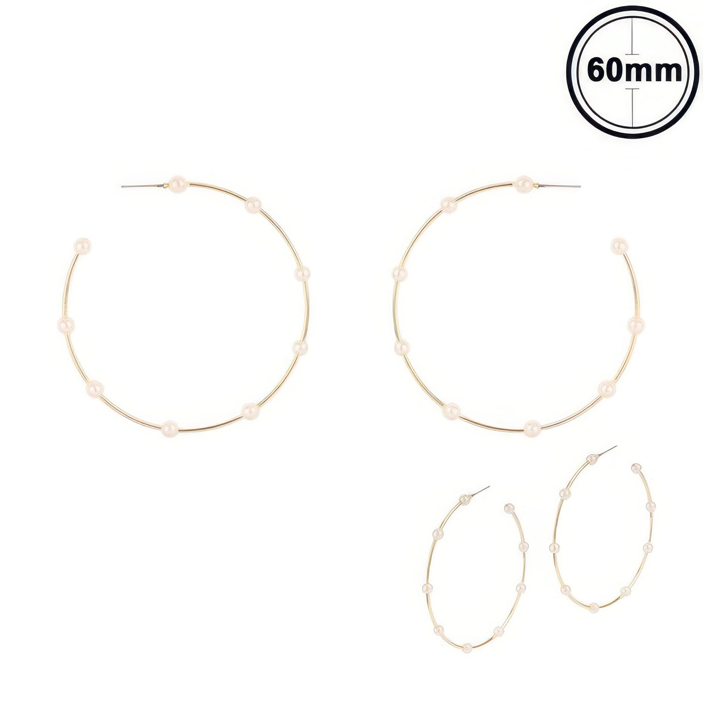 White Pearl Hoop Earrings